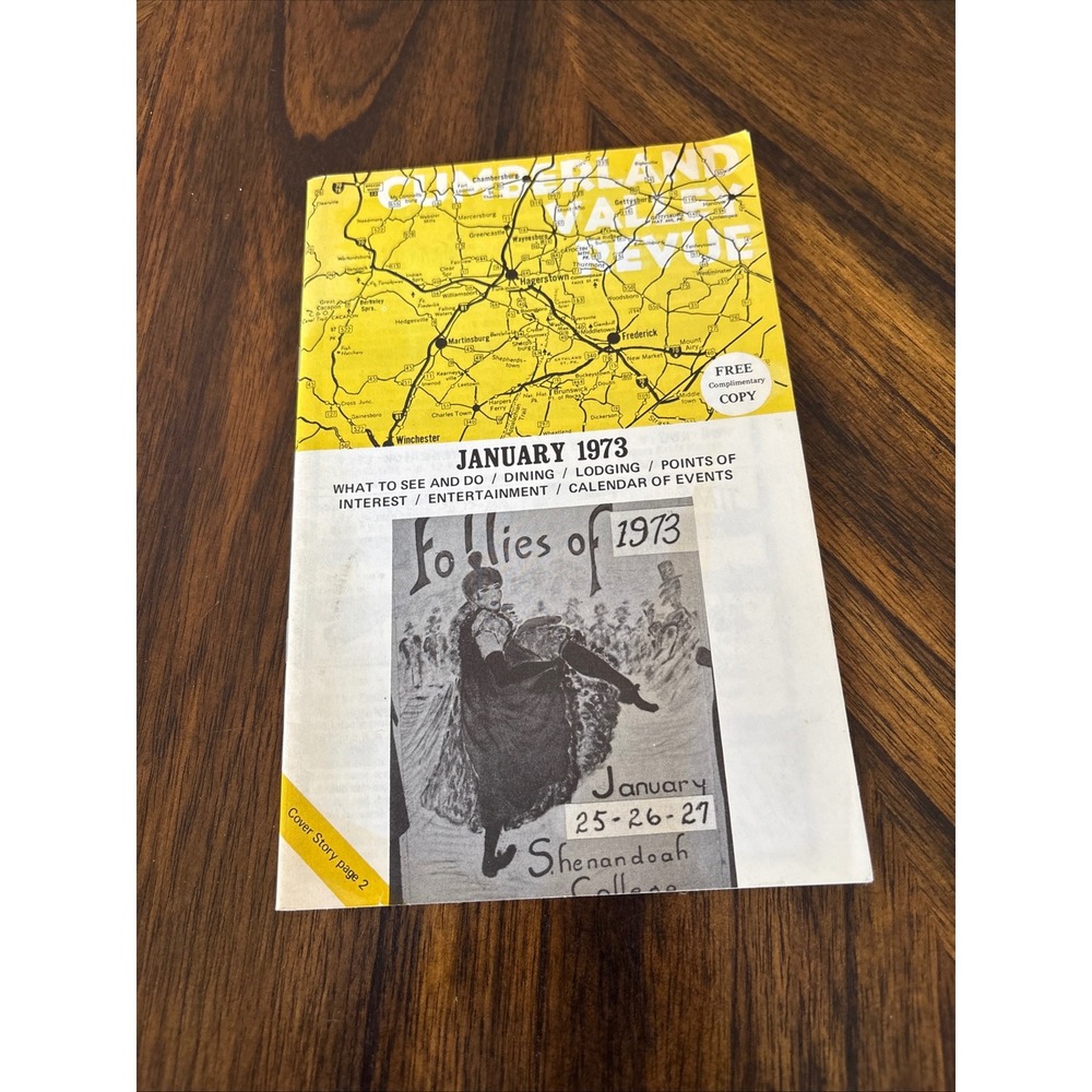 Vintage January 1973 Cumberland Valley Revue Maryland Pennsylvania Travel Guide